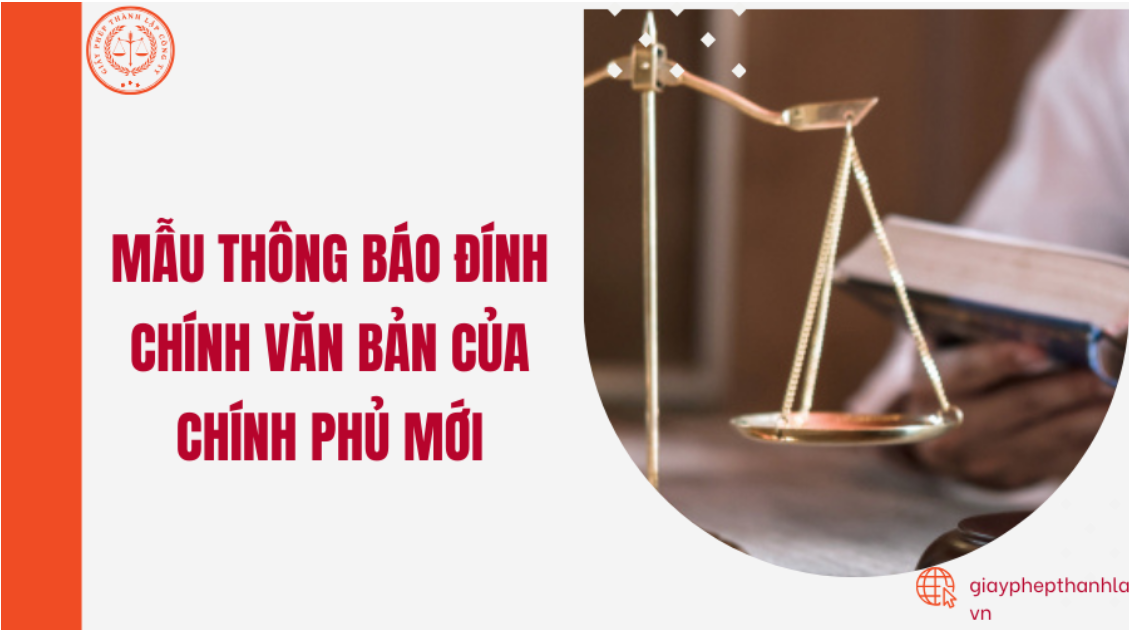 Mẫu thông báo đính chính văn bản của chính phủ mới