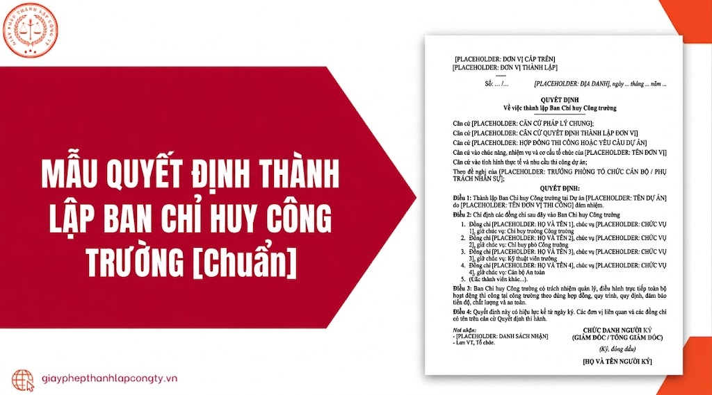 Mẫu quyết định thành lập ban chỉ huy công trường [Chuẩn]